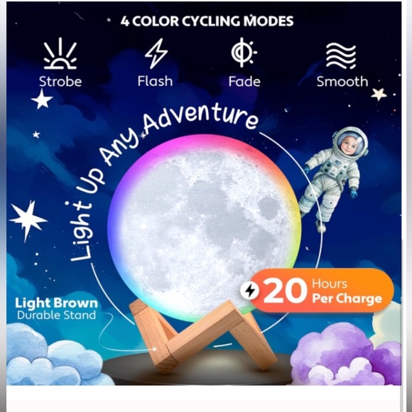 M501 NEW Upgraded Moon Light 16 Colors Touch Control Rechargeable (20 Hours) - Picture 3 of 4